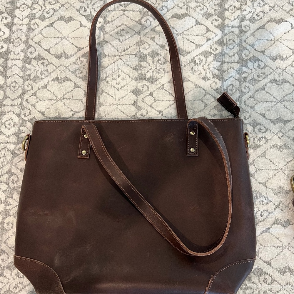 Hudson Montana Eva Leather Zip Tote in Dark Septia Color